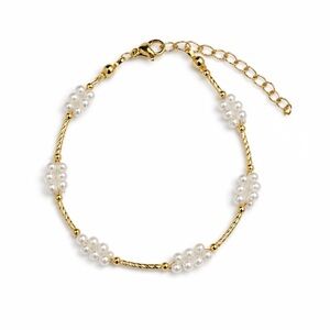 Dainty Pearl Cluster Gold Bracelet